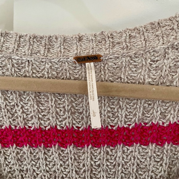 Free People Grey/Tan Pink Striped Sweater - Picture 6 of 8